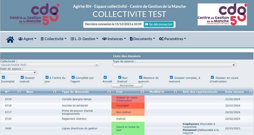 Nouveauté AGIRHE : Suivez vos saisines des instances paritaires