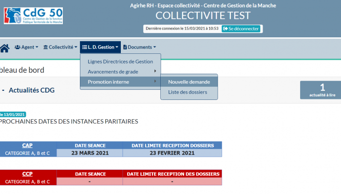 Saisine dossier promotion interne